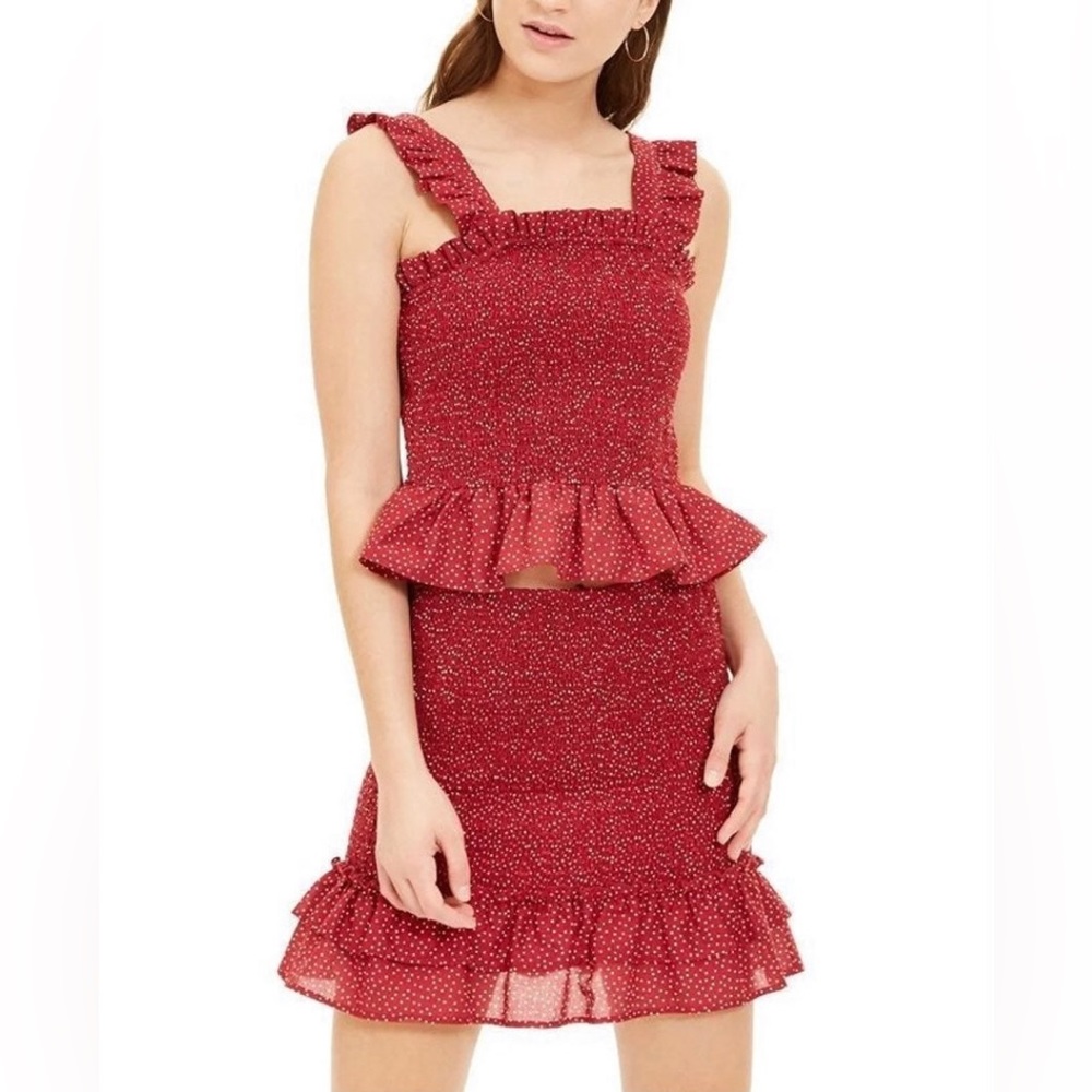 Crystal Doll Red Two Piece Smock Dress (size small)